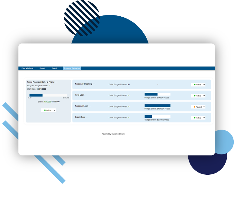 Image showing user interface for dynamic budget setting management.